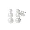 Triple Pearl Drop Stud Earrings