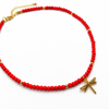 Coral Dragonfly Necklace