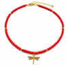 Coral Dragonfly Necklace
